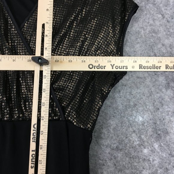 Narciso Rodriguez Dress XS Sequin Black Faux Wrap Cocktail Evening Party Satin - Picture 8 of 16